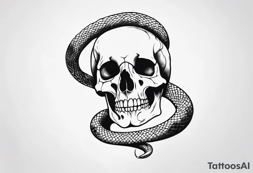 A snake wrapped around a skull tattoo idea
