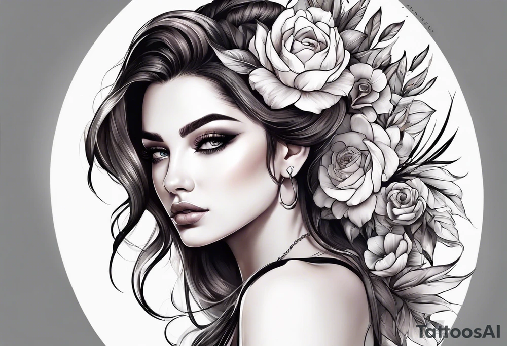 Women and flower tattoo idea