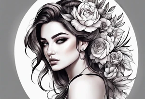 Women and flower tattoo idea