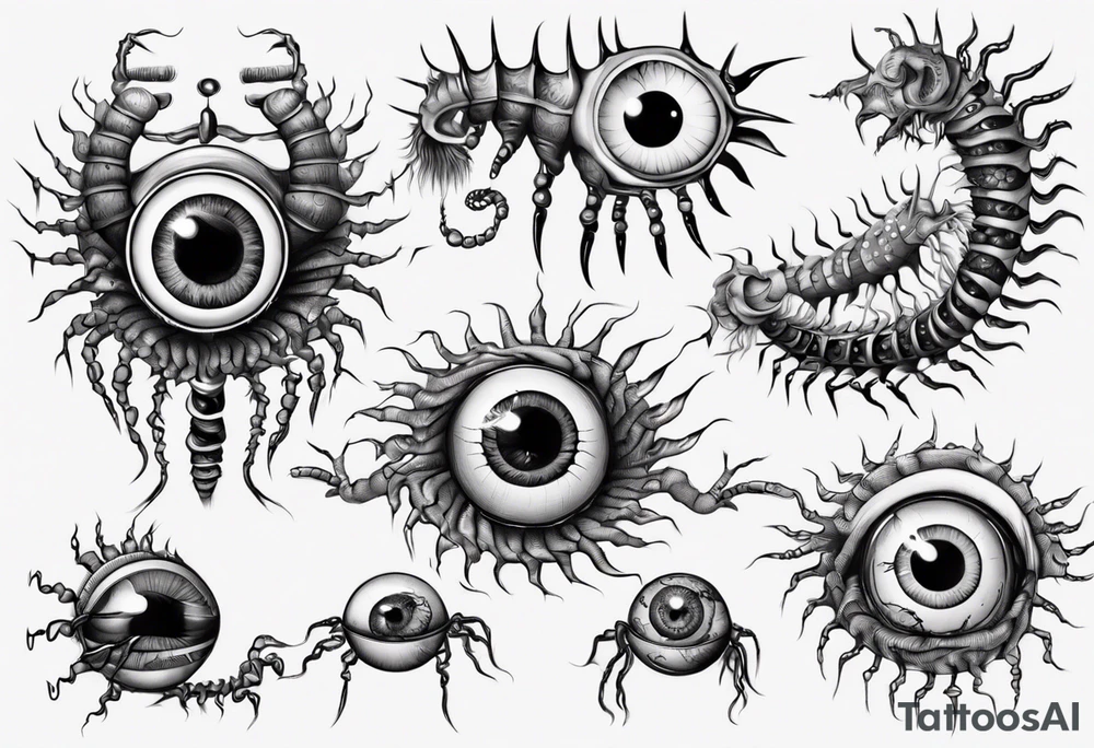 eyeball centipede tattoo idea
