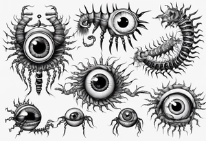eyeball centipede tattoo idea