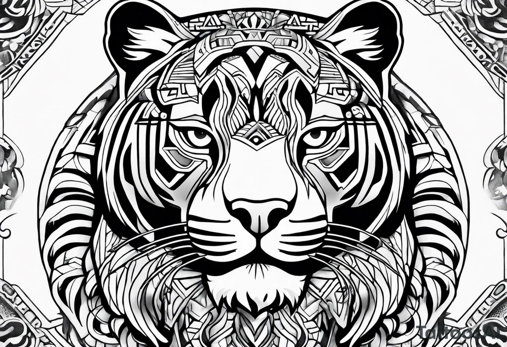 aztec black jaguar sitting tattoo idea