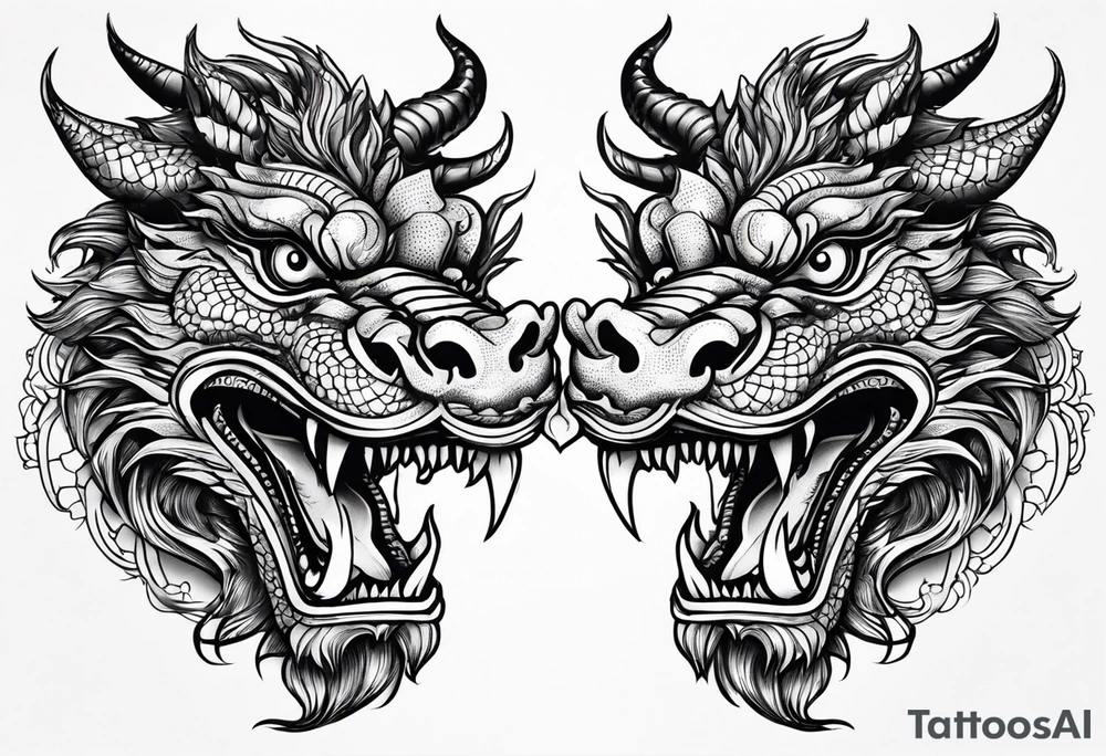 Animal Head ONLY: Chinese Dragon front facing tattoo idea