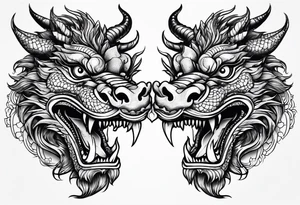 Animal Head ONLY: Chinese Dragon front facing tattoo idea