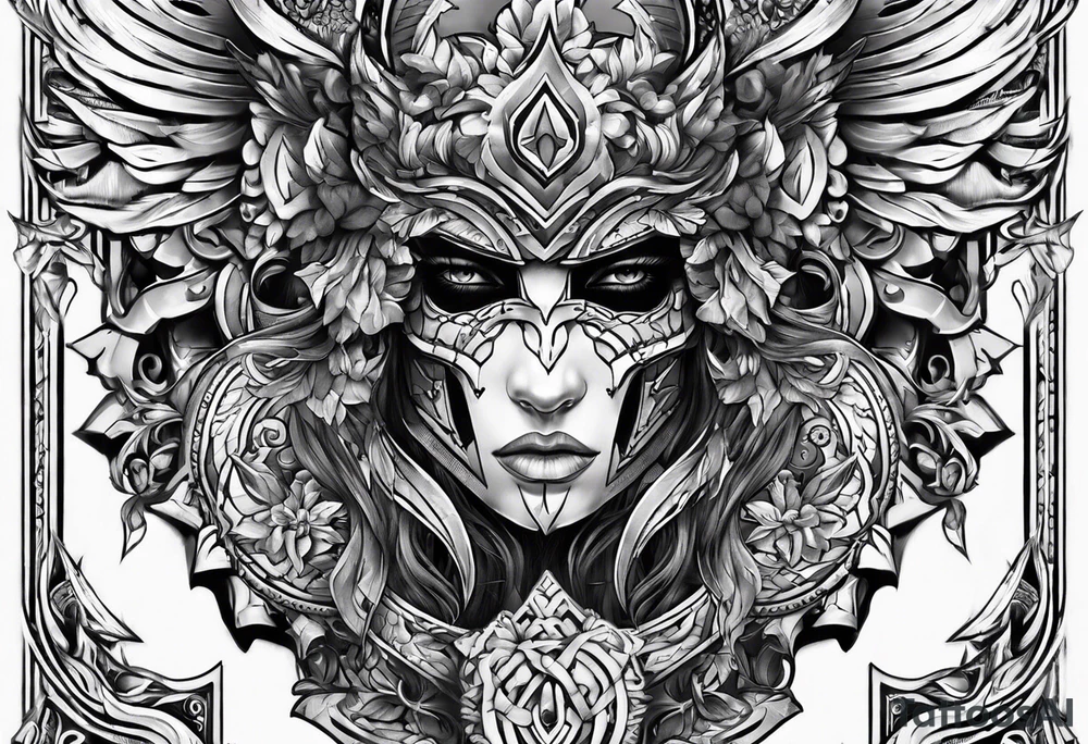 Arm and chest armor for right arm only tattoo idea