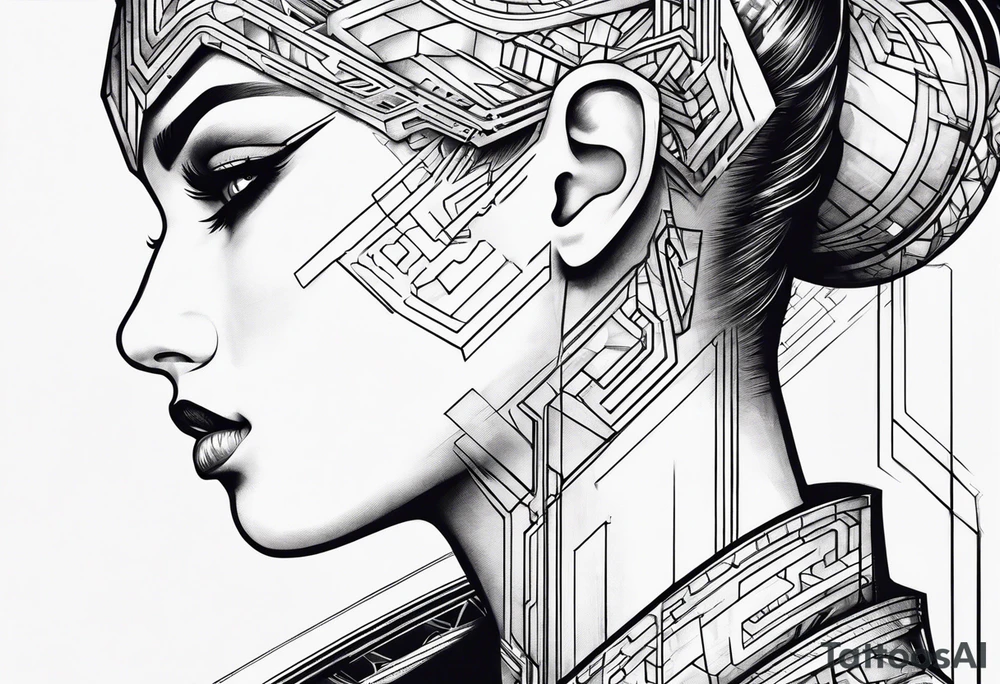 fine line. cyberpunk tattoo idea