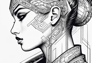fine line. cyberpunk tattoo idea