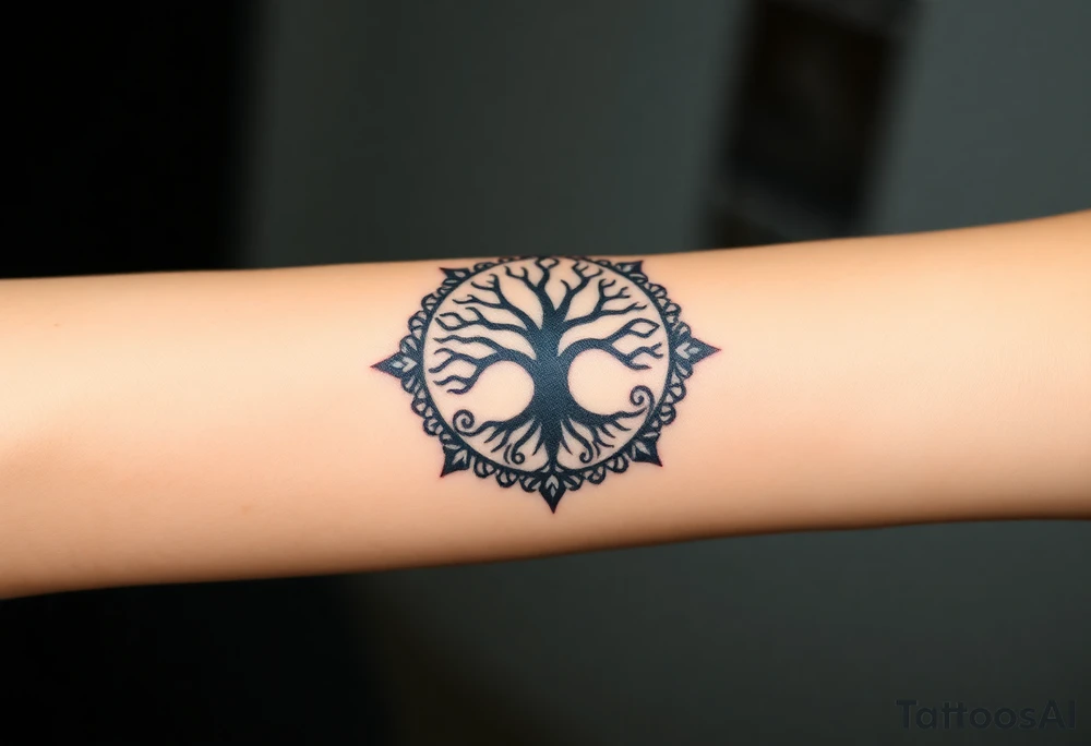 Tree of life circle tattoo idea