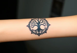 Tree of life circle tattoo idea