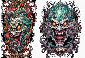 Beautiful Eldridge horror creature thigh tattoo tattoo idea