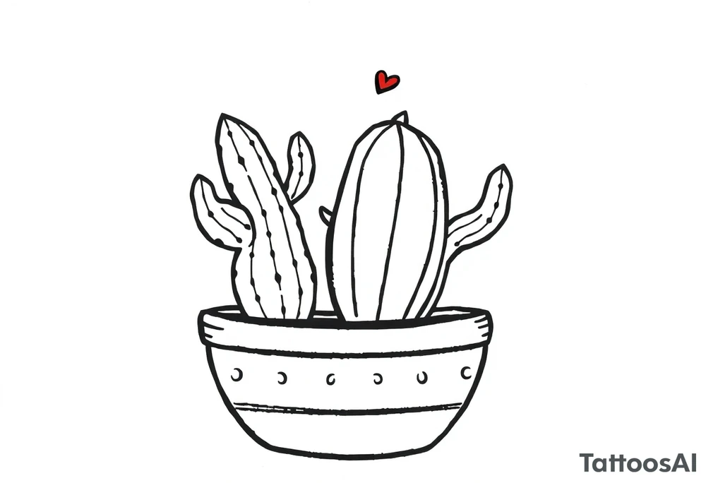 4 unique cute cacti in a pot tattoo idea
