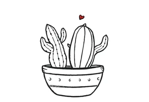 4 unique cute cacti in a pot tattoo idea