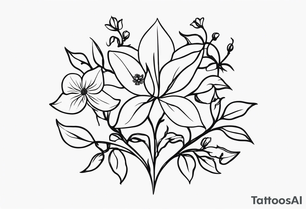 four flowers on a vine wrapping around the alcoholics anonymous logo tattoo idea