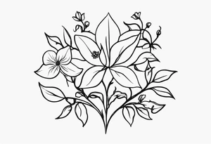 four flowers on a vine wrapping around the alcoholics anonymous logo tattoo idea