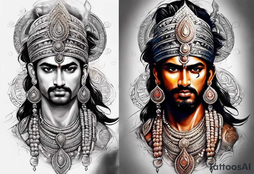 Its a warrior hindu karan tattoo idea