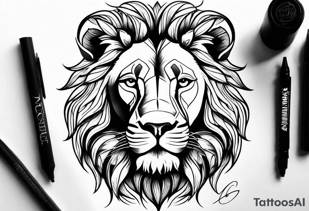 realistic laying lion tattoo idea