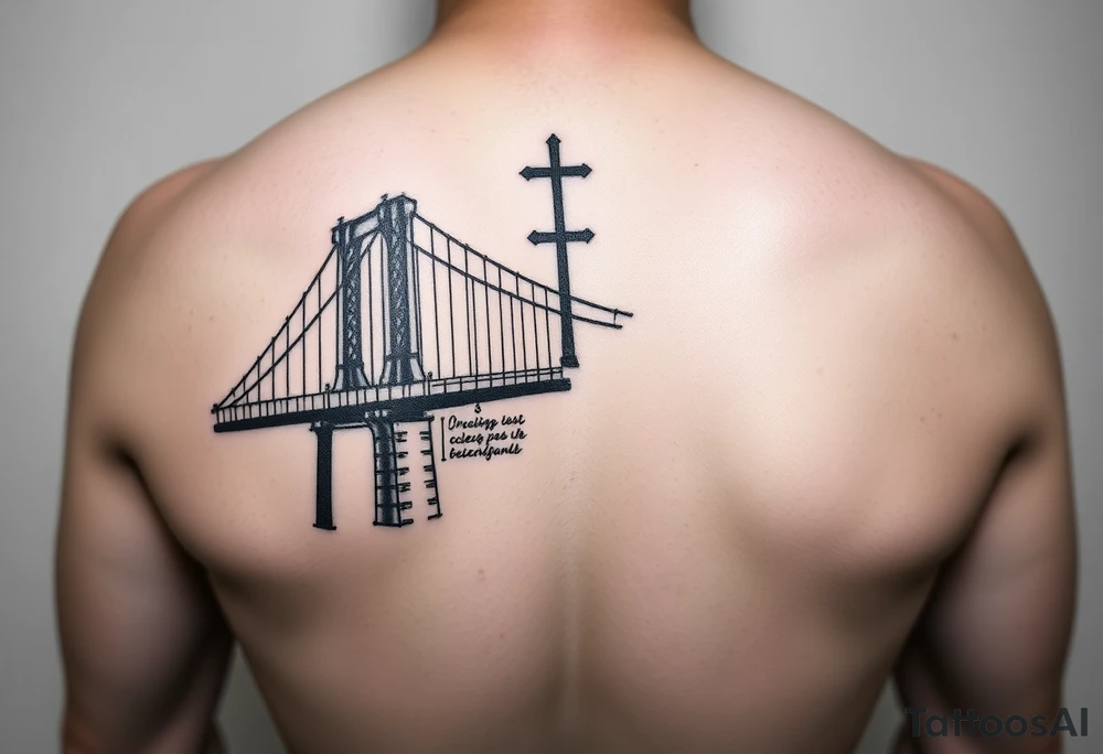 Brooklyn Bridge with St Michael tattoo idea