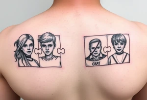 Thigh tattoo Individual Puzzle pieces of a blended family of Emily Ray Garrison Ayden Abby Gray tattoo idea