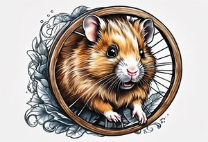 A black hamster running in his wheel tattoo idea