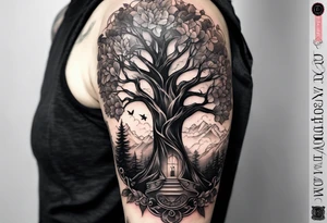 Tattoo on the arm with a large family tree tattoo idea