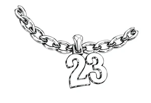 Diamond Cuban link chain with number 23 pendant tattoo idea
