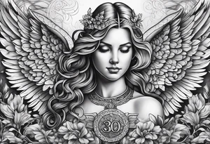 Numbers 327 included, angel watching over you, growth, change, team work, family, connection, deep sigh of relief, guide change in life tattoo idea