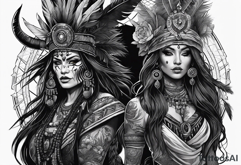 dark fantasy style shaman, witch doctor, finely detailed, full body tattoo idea