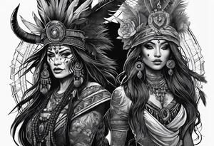 dark fantasy style shaman, witch doctor, finely detailed, full body tattoo idea