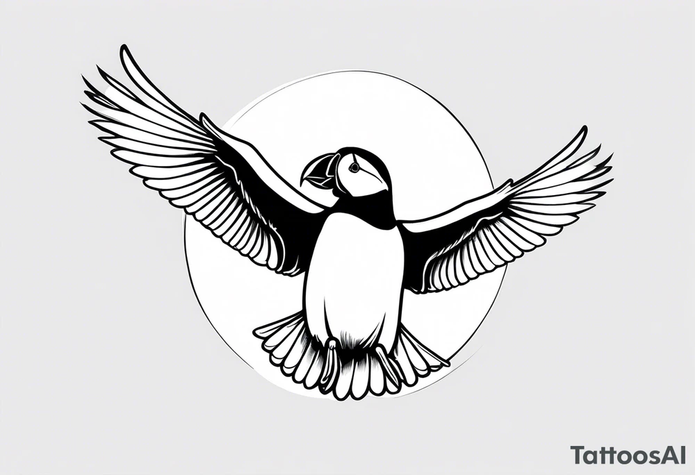 a flying puffin
- (mostly black coloured) forarm Tattoo tattoo idea a flying puffin
- (mostly black coloured) forarm Tattoo tattoo idea