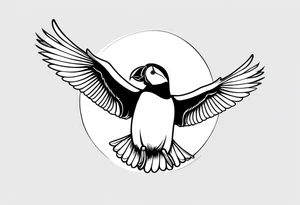 a flying puffin 
 - (mostly black coloured) forarm Tattoo tattoo idea