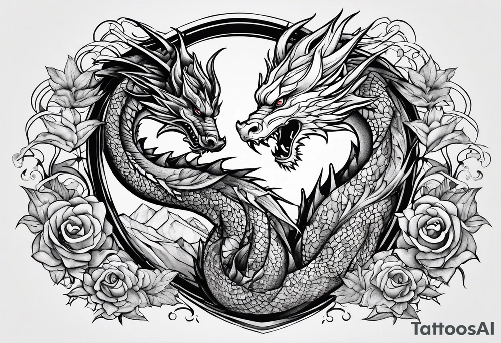 roaring dragons tattoo idea