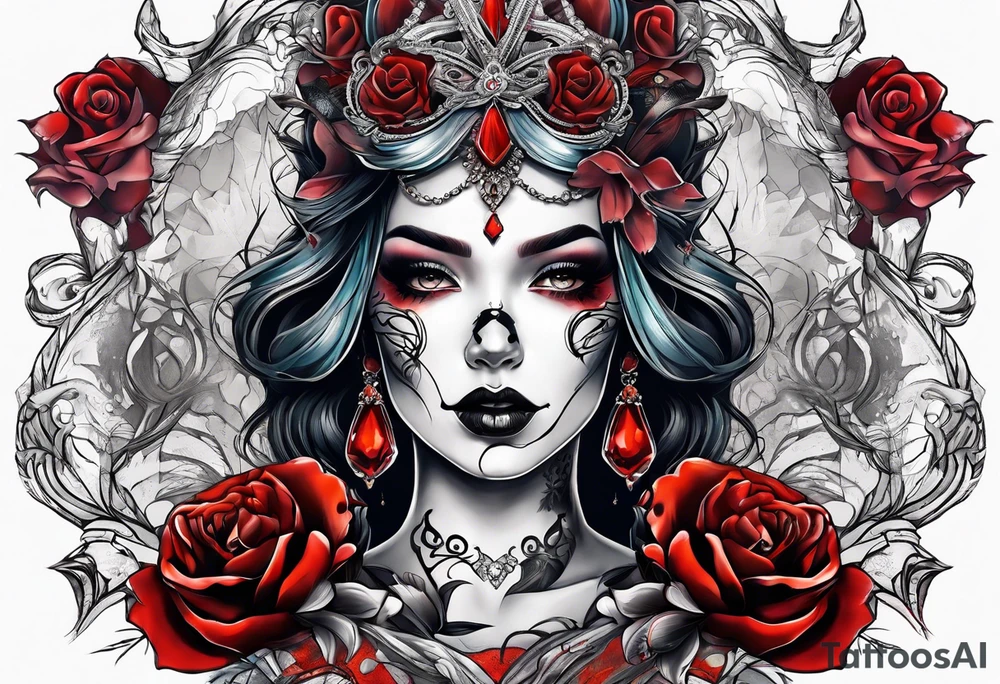 Bloody bandage woman face magic skulls tattoo idea