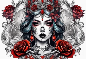 Bloody bandage woman face magic skulls tattoo idea