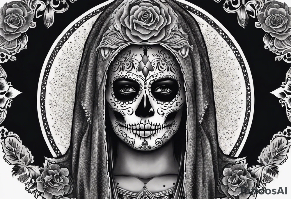 mexican style santa muerte tattoo for chest tattoo idea