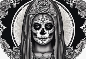 mexican style santa muerte tattoo for chest tattoo idea