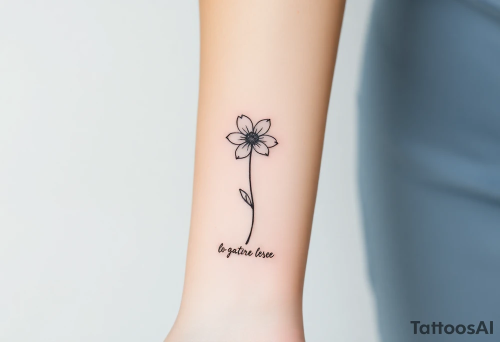 fine-line flower on my inner wrist, with the stem flowing down into a bible verse tattoo idea