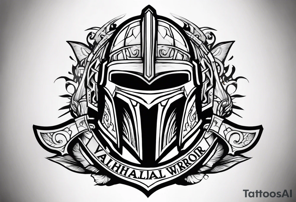 Valhalla  warrior soldier helmet Sword tattoo idea