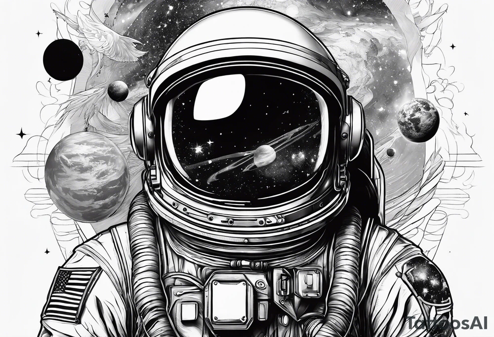 astronaut with a refelction in his helmet tattoo idea