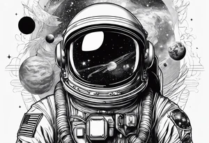 astronaut with a refelction in his helmet tattoo idea