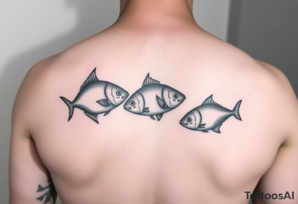 Two to three ocean fish swimming with shadows up my knee tattoo idea