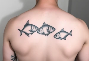 Two to three ocean fish swimming with shadows up my knee tattoo idea