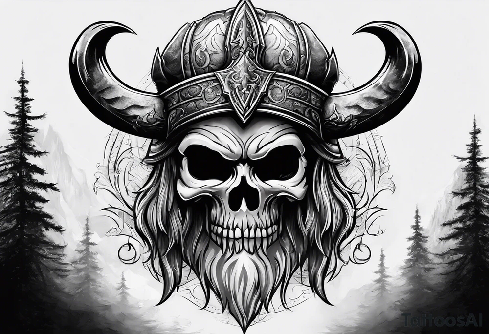 Valhalla sword shield axe mist fog tattoo idea