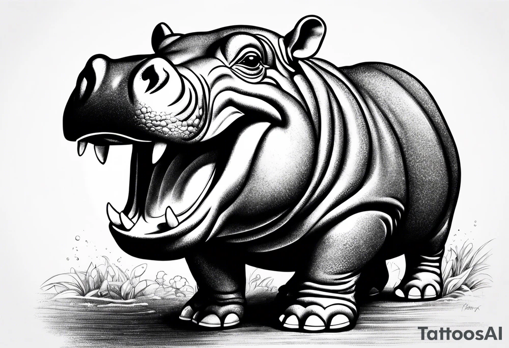 Baby hippo laughing tattoo idea