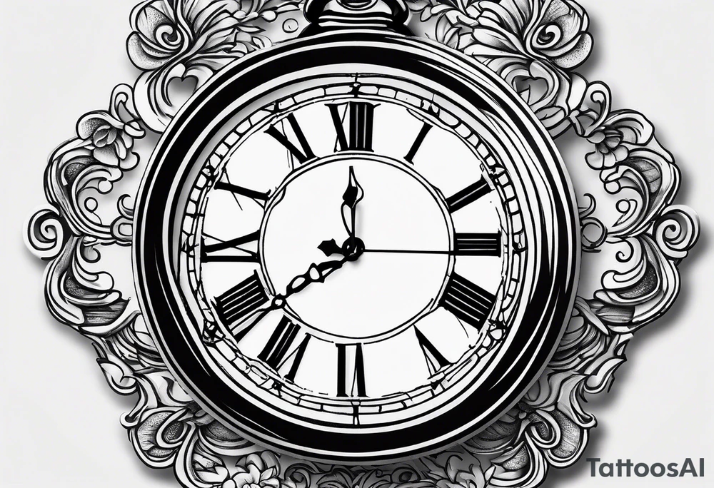 a moon as a pocket watch tattoo idea