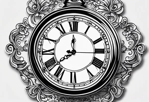 a moon as a pocket watch tattoo idea