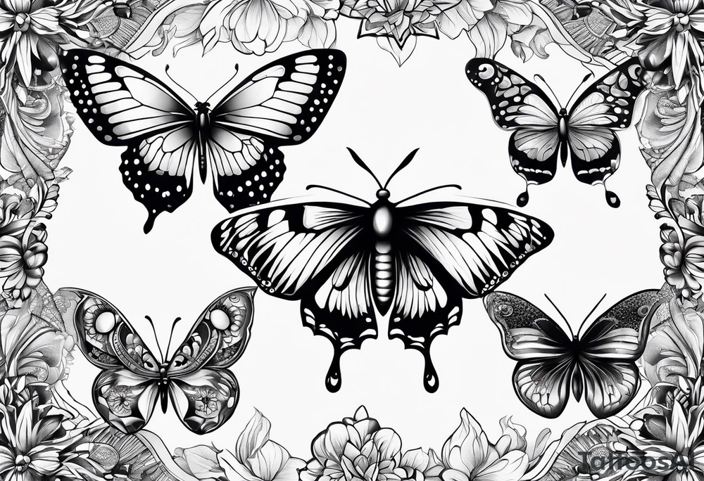 a butterfly and a moth next to each other small tattoo idea