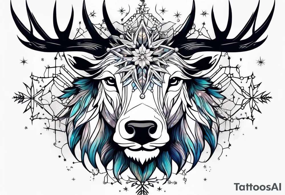 Constellation, animal, snowflake tattoo idea