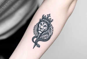 Lion with Egyptian crown and snake tattoo idea