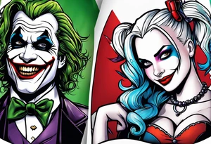 joker and harley quinn comics tattoo idea