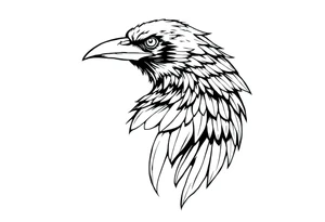 linear abstract raven tattoo idea
